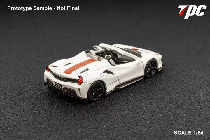 TPC FERRARI 488 PISTA SPIDER NOVITEC PEARL WHITE 1/64 DIECAST CAR MODEL