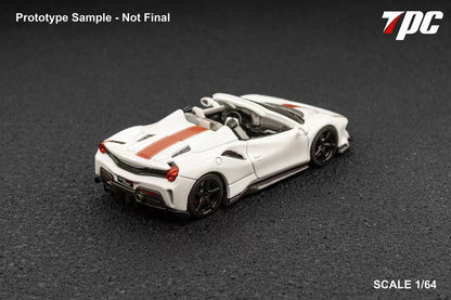 TPC FERRARI 488 PISTA SPIDER NOVITEC PEARL WHITE 1/64 DIECAST CAR MODEL
