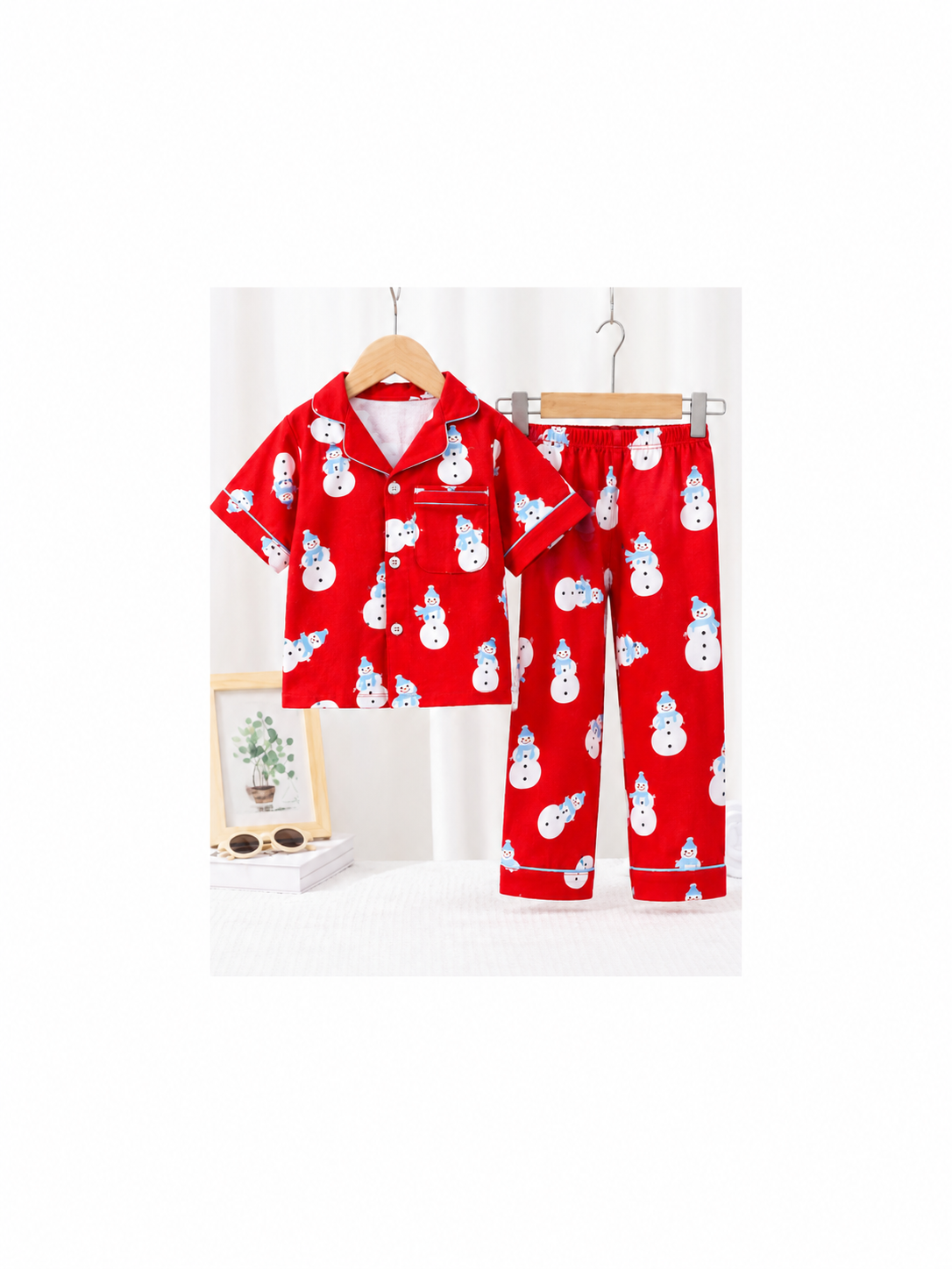 Festive Red Snowman Sleepwear Set