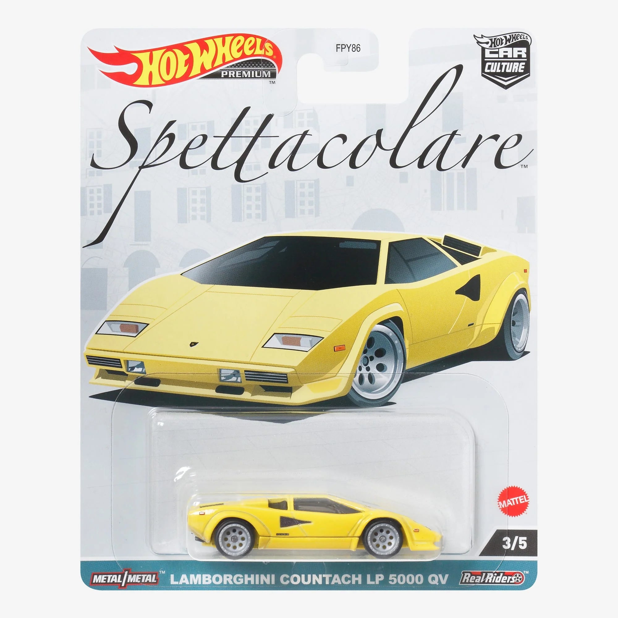 Hot Wheels Premium Car Culture Spettacolare Lamborghini Countach LP 5000 QV Collectible Diecast