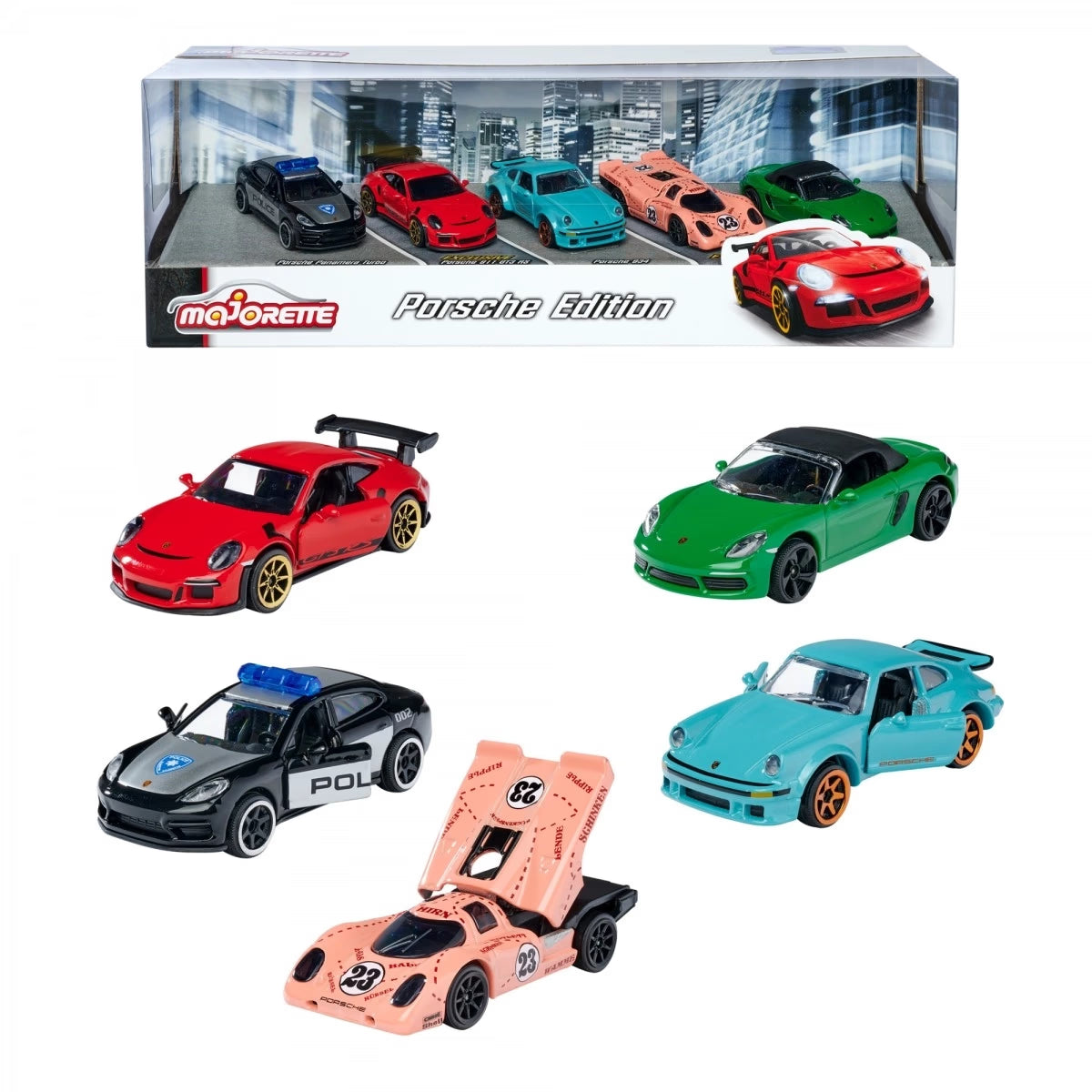 Majorette Porsche 5 Pieces Gift Pack, 1:64 Scale, Multicolour, 3Y+, Assorted