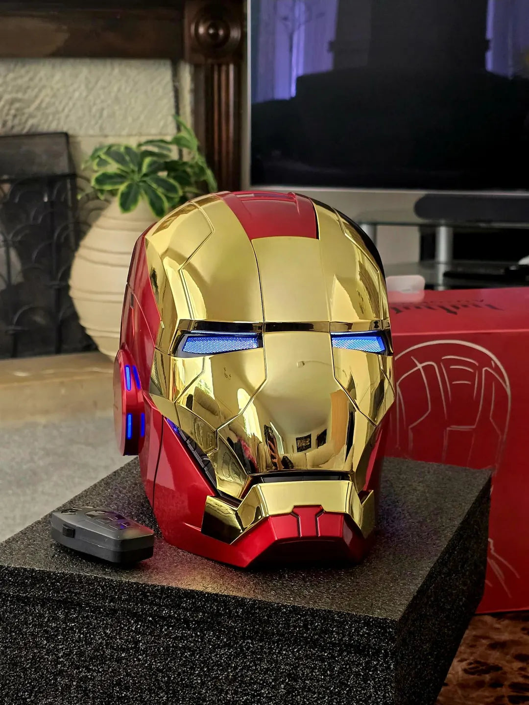 Ironman Mk5 Helmet Shiny Gold - Red