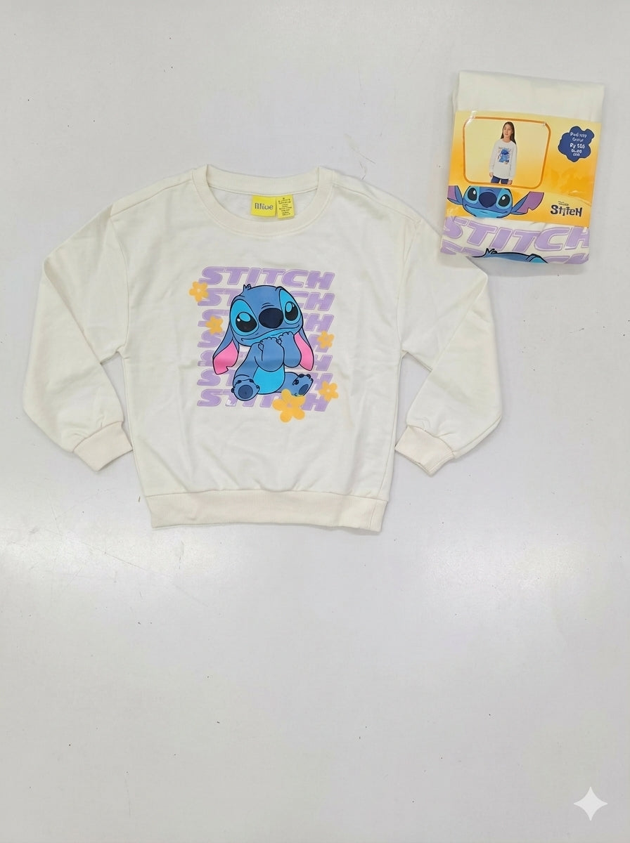 Disney Lilo & Stitch Kids' Cream Graphic Sweatshirt