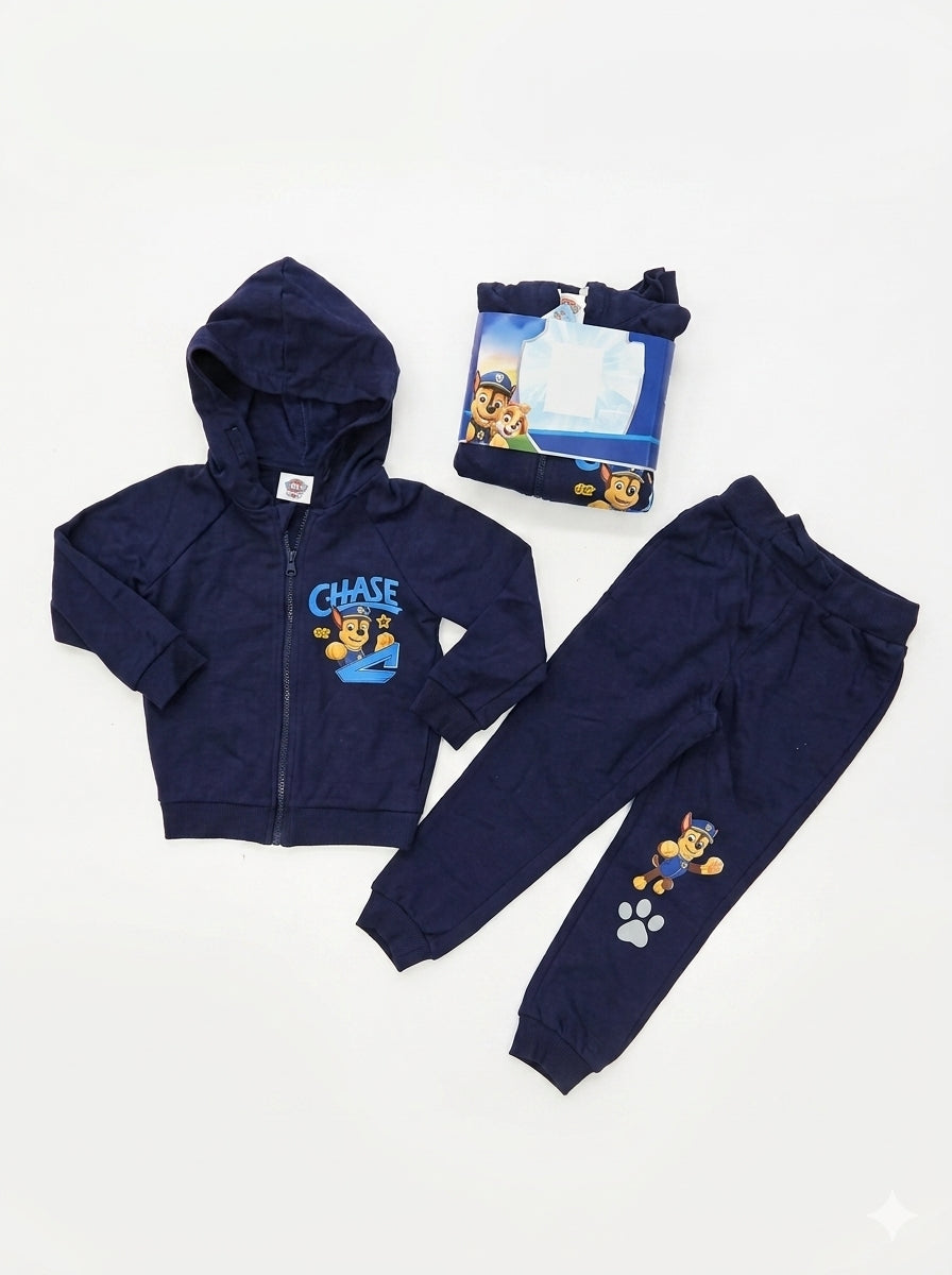 Paw Patrol "Chase" Kids Navy Blue Full-Zip Hooded Tracksuit Set