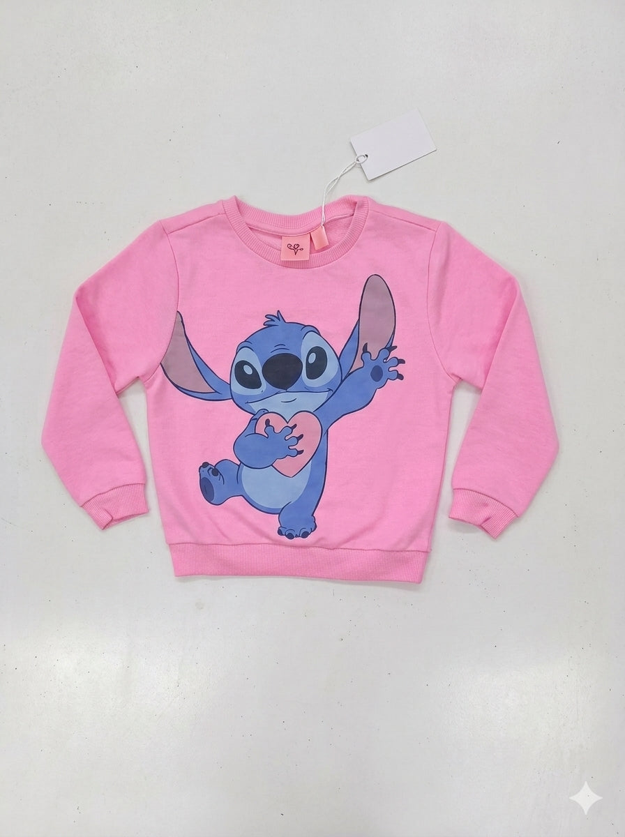 Disney Girls' Lilo & Stitch Pink Graphic Pullover Sweatshirt