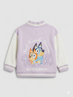 Bluey & Bingo "Best Friends Forever" Girls Lavender Varsity Jacket