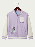Bluey & Bingo "Best Friends Forever" Girls Lavender Varsity Jacket