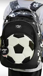 Smiggle Goal Kids Backpack for Boys & Girls with Laptop Compartment and Dual Drink Bottle Sleeves | Football Print