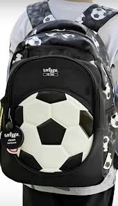 Smiggle Goal Kids Backpack for Boys & Girls with Laptop Compartment and Dual Drink Bottle Sleeves | Football Print