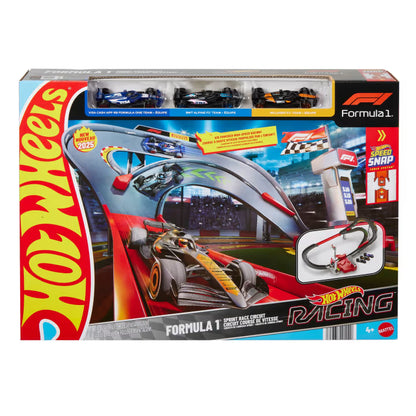 Hot Wheels Racing Formula 1 Sprint Race Circuit Track Set With 3 Die-Cast Toy Cars in 1:64 Scale