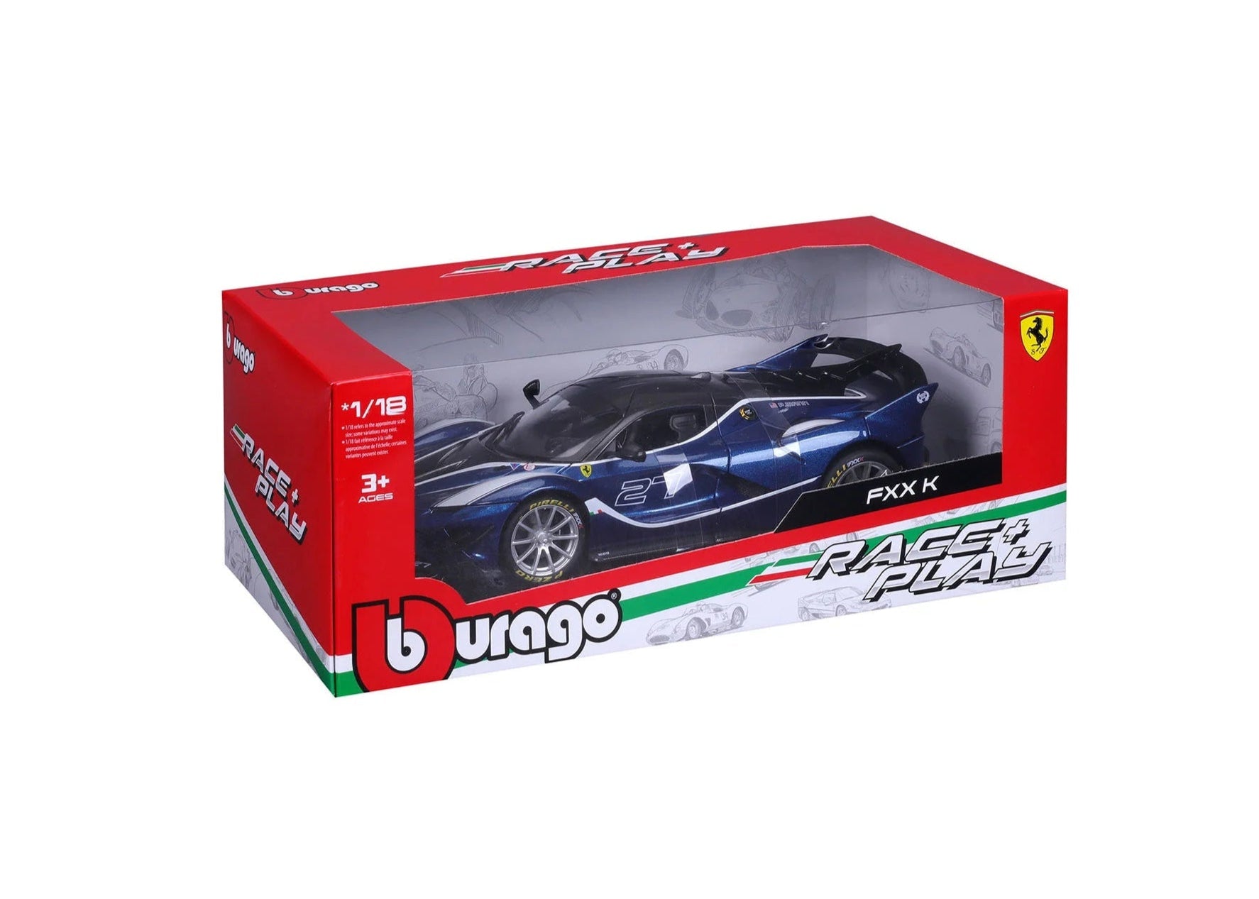 Bburago Ferrari FXX K Evo Blue 1:18 Diecast Model Front View Cocoland Toys