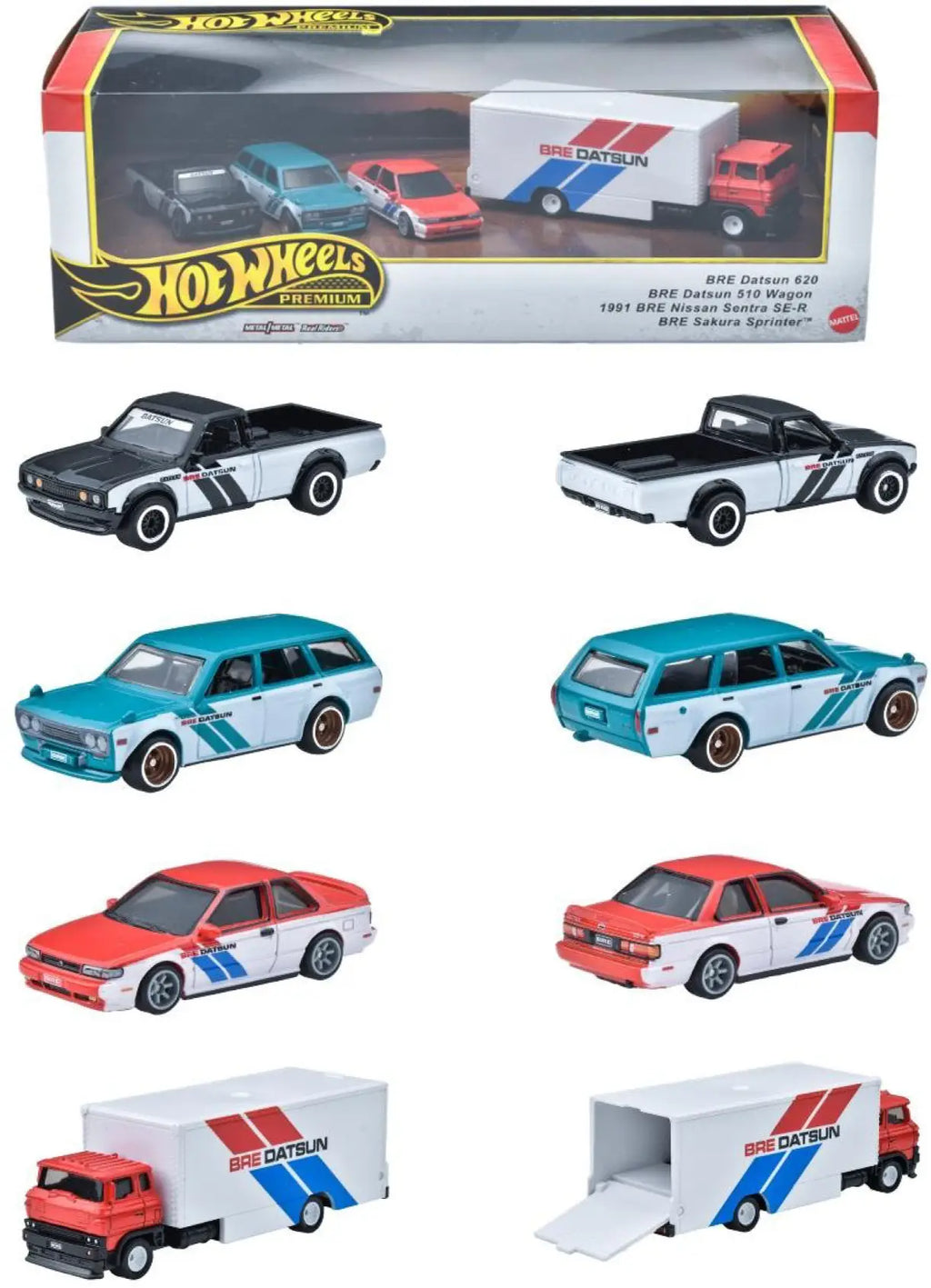 Cocoland Hot Wheels Premium BRE Datsun Collector Set with Datsun cars and transport truck - Cocoland Toys
