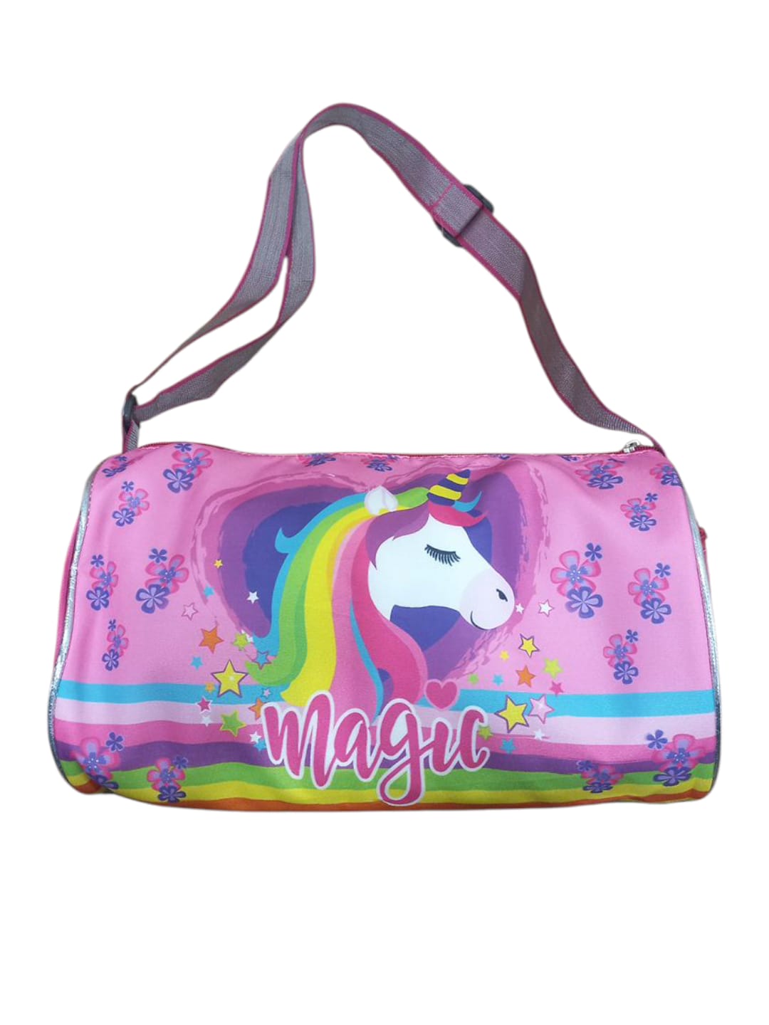 Happile Unicorn Design purple/pink Kids Duffle shoulder bag for school/travelling/sports/Picnic - 9.8 Inches