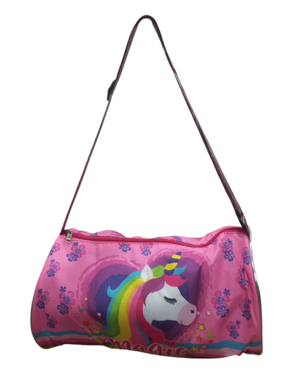Happile Unicorn Design purple/pink Kids Duffle shoulder bag for school/travelling/sports/Picnic - 9.8 Inches