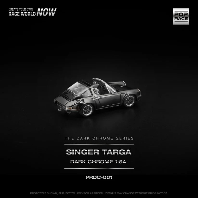 POPRACE SINGER TARGA - DARK CHROME 1:64 SCALE