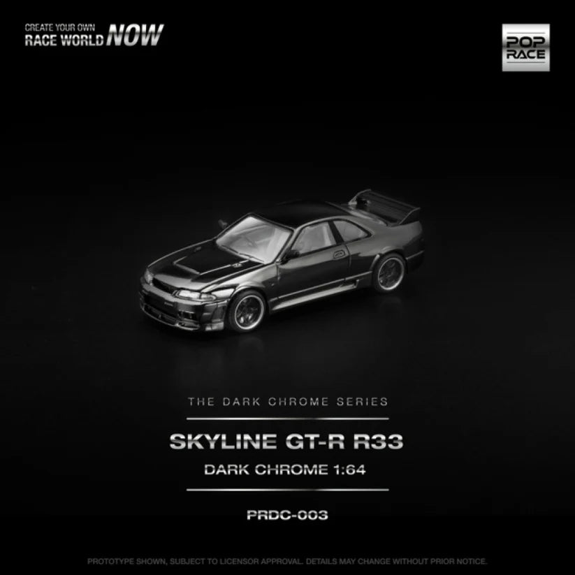 POPRACE SKYLINE GT-R R33 - DARK CHROME 1:64 SCALE
