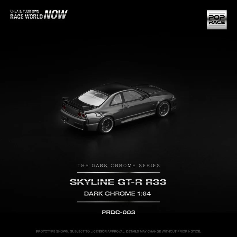 POPRACE SKYLINE GT-R R33 - DARK CHROME 1:64 SCALE