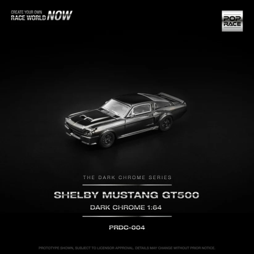 POPRACE SHELBY MUSTANG GT500 DARK CHROME 1:64 SCALE