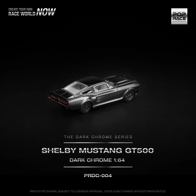 POPRACE SHELBY MUSTANG GT500 DARK CHROME 1:64 SCALE