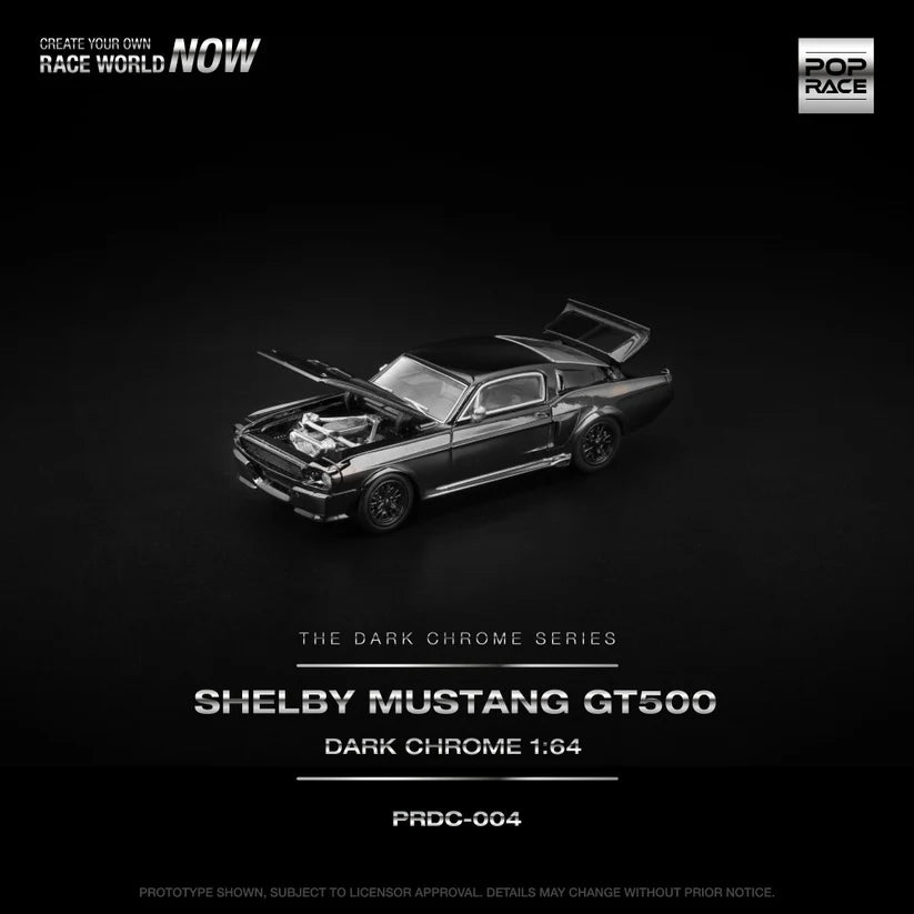 POPRACE SHELBY MUSTANG GT500 DARK CHROME 1:64 SCALE
