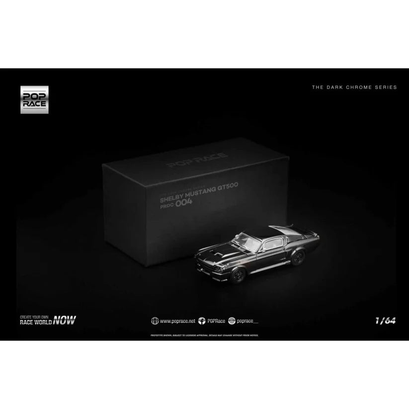 POPRACE SHELBY MUSTANG GT500 DARK CHROME 1:64 SCALE