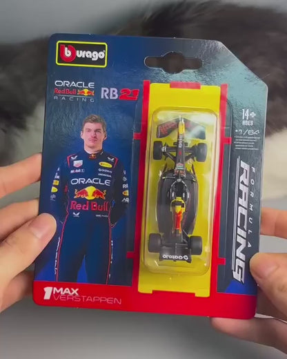 Official Bburago Formula Racing 1:64 Diecast Scale Model - Oracle Red Bull Racing RB21 1 Max Verstappen Card