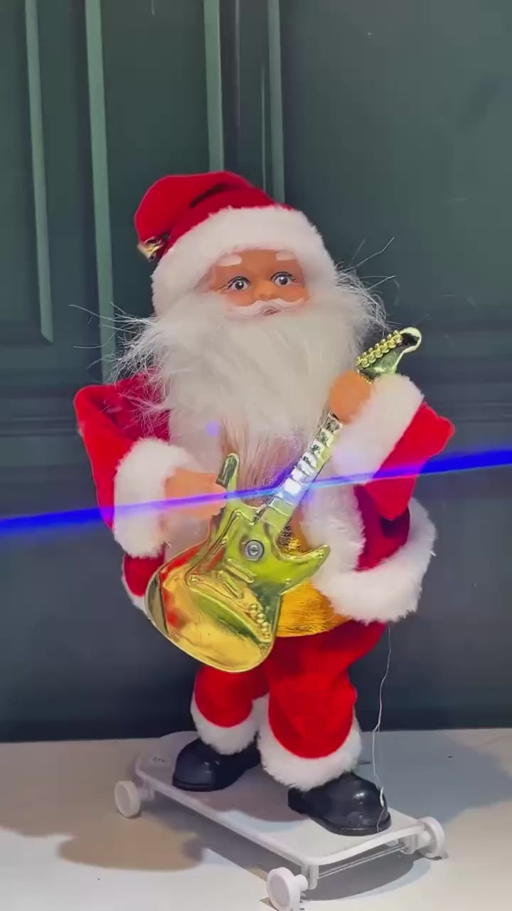 Musical Santa Playing Guitar on Skate Board Toy