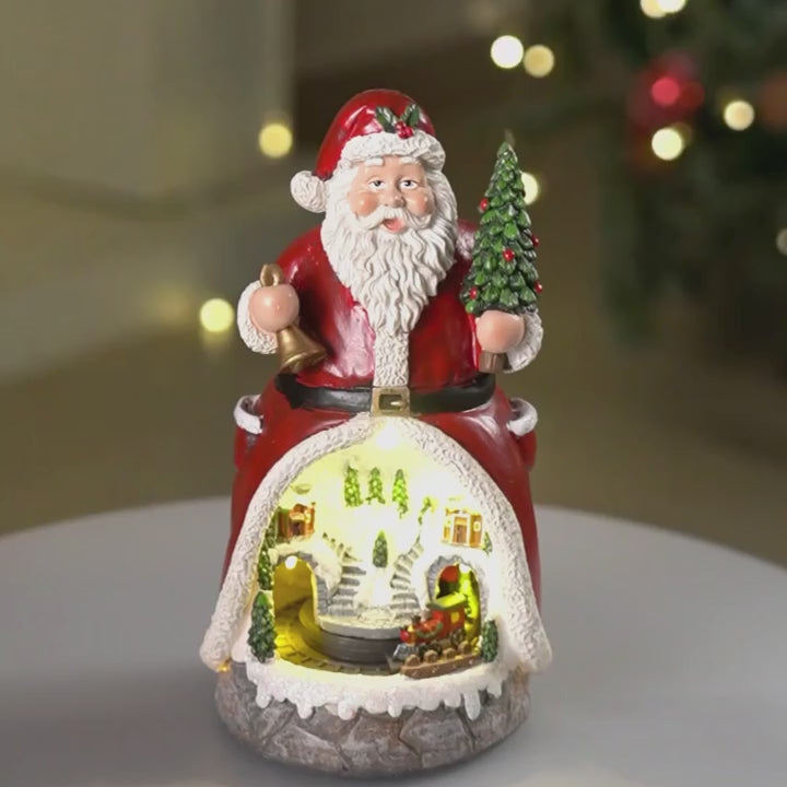 Santa Belly Train Rotating, Musical & Lit Christmas Decoration