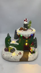 Christmas Village Figurines Musical House Luminous Music Xmas House Village Building Christmas Luminous Rotating Music Ornaments for Christmas Home
