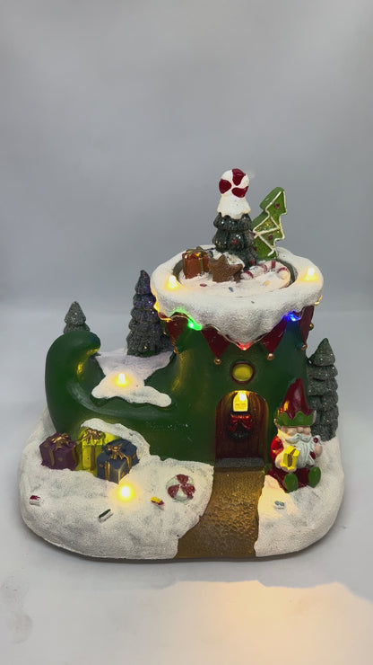 Christmas Village Figurines Musical House Luminous Music Xmas House Village Building Christmas Luminous Rotating Music Ornaments for Christmas Home