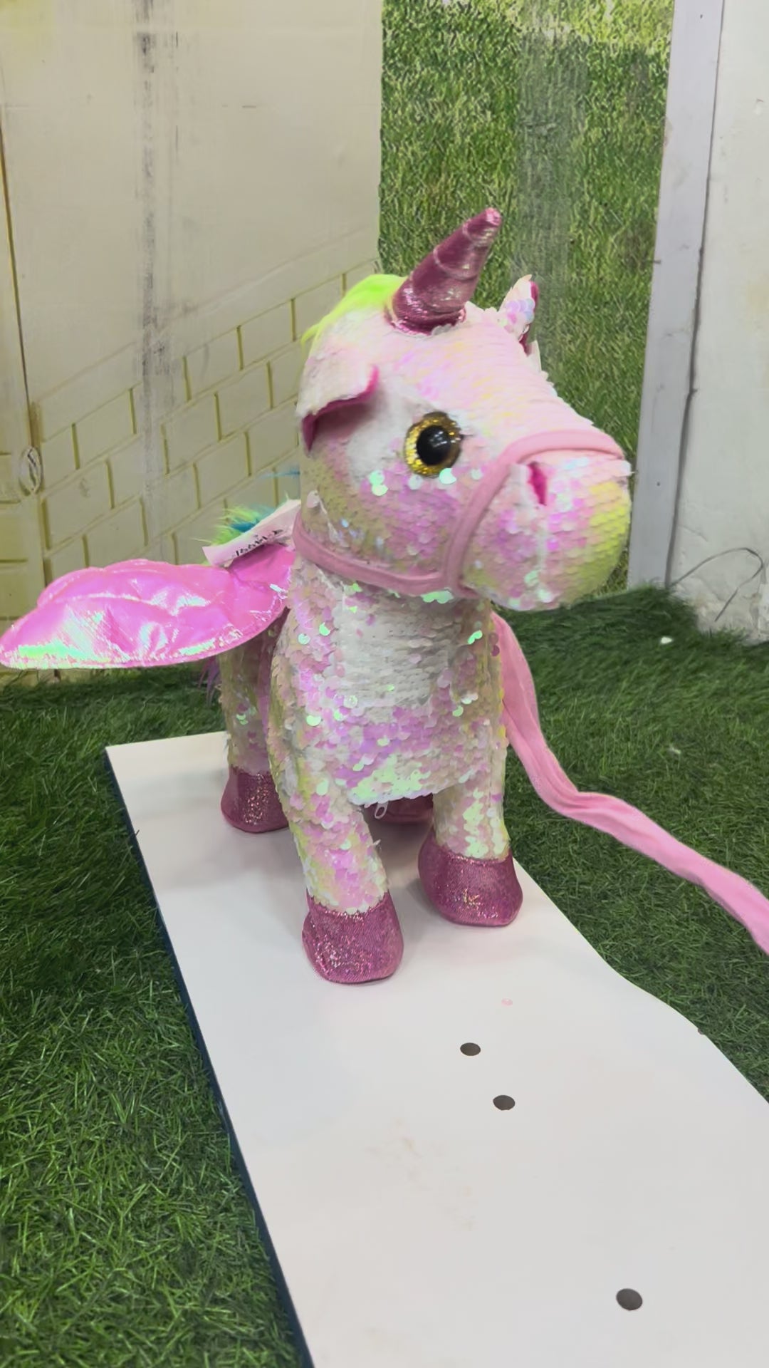Unicorn With Glittery Silvery Horn And Hooves