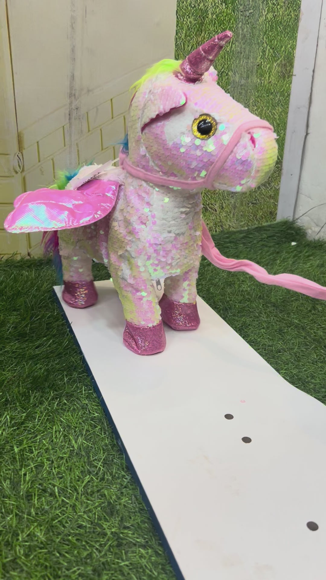 Unicorn With Glittery Silvery Horn And Hooves
