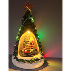 Musical Ceramic Decoration, Luminous and Animated, Santa Claus with Rotating Train, 24cm, USB Charging,