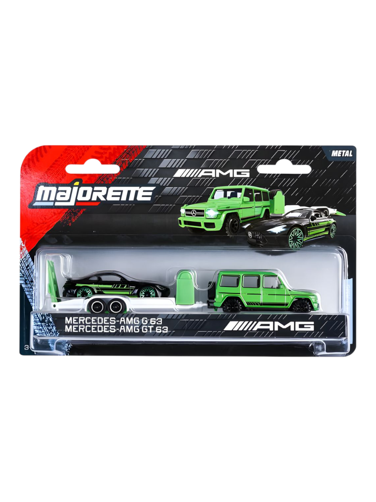 Majorette Mercedes Benz AMG G 63 + GT 63 1:64 Scale Die-Cast Trailer Set