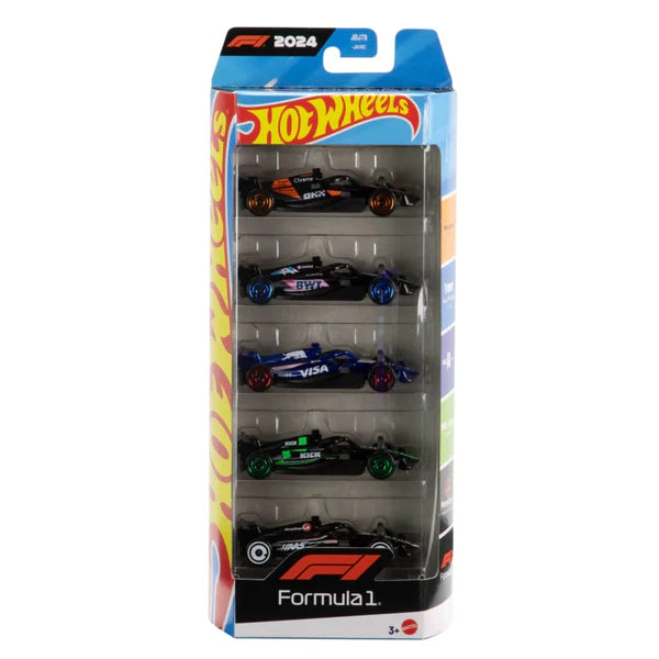 Cocoland Toyz Hot Wheels Formula 1 5-Pack featuring five F1 race cars in retail packaging