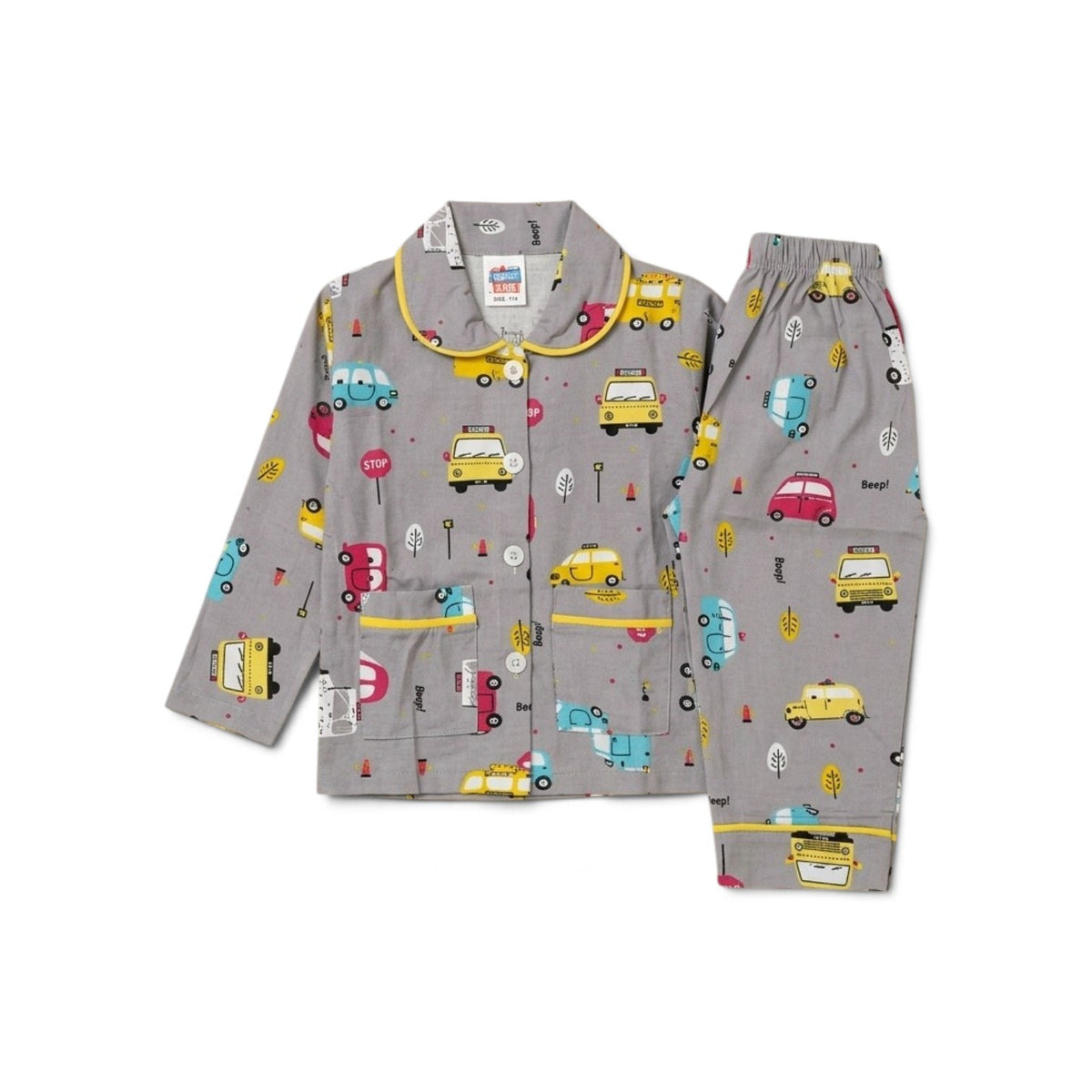 Kids Transportation-Print Cotton Night Suit Set
