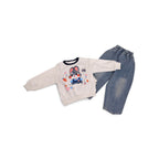 Cute Toddler Bunny Graphic Sweatshirt & Denim Jeans Set