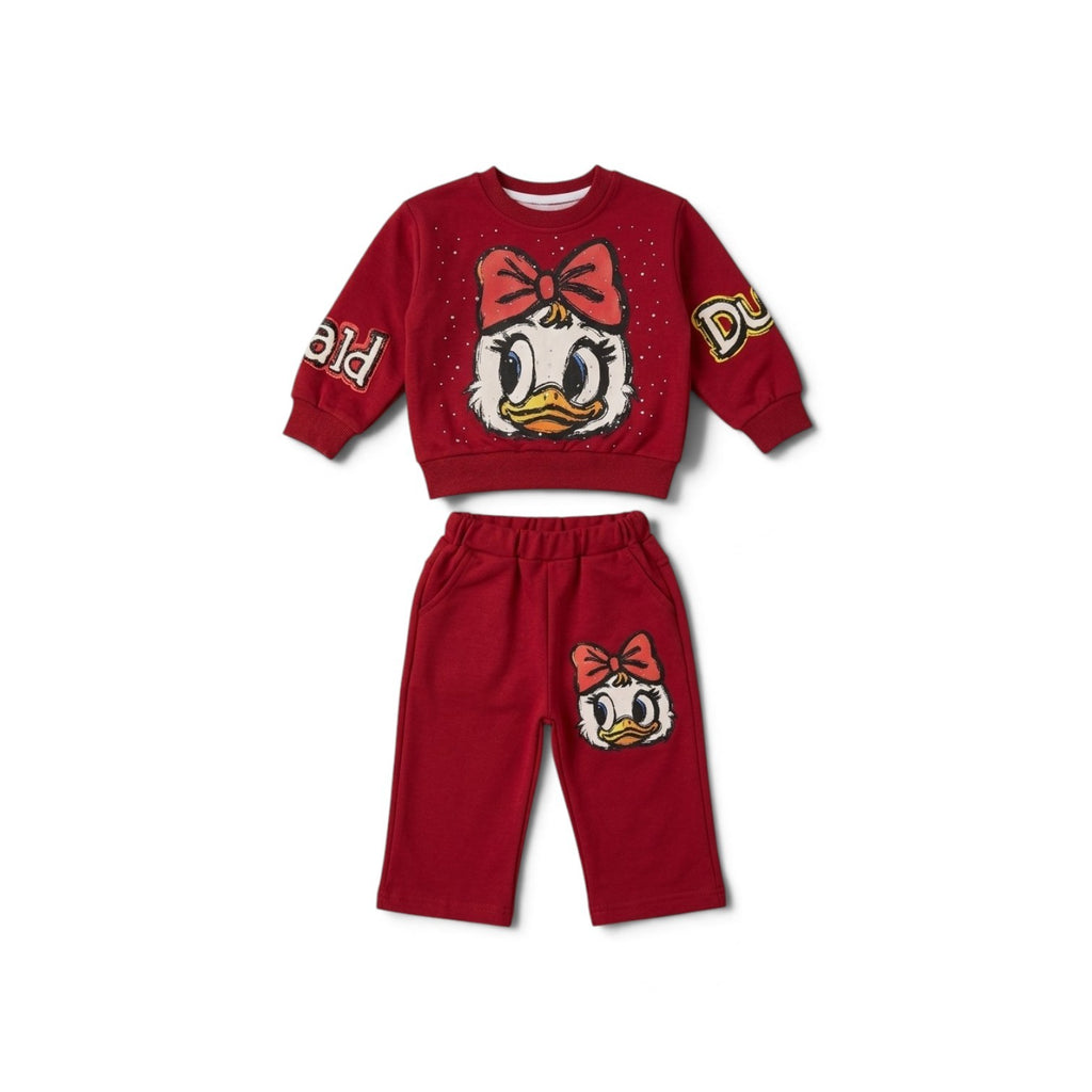 Girls Daisy Duck Fleece Long Sleeve Sweatshirt and Sweatpants Set