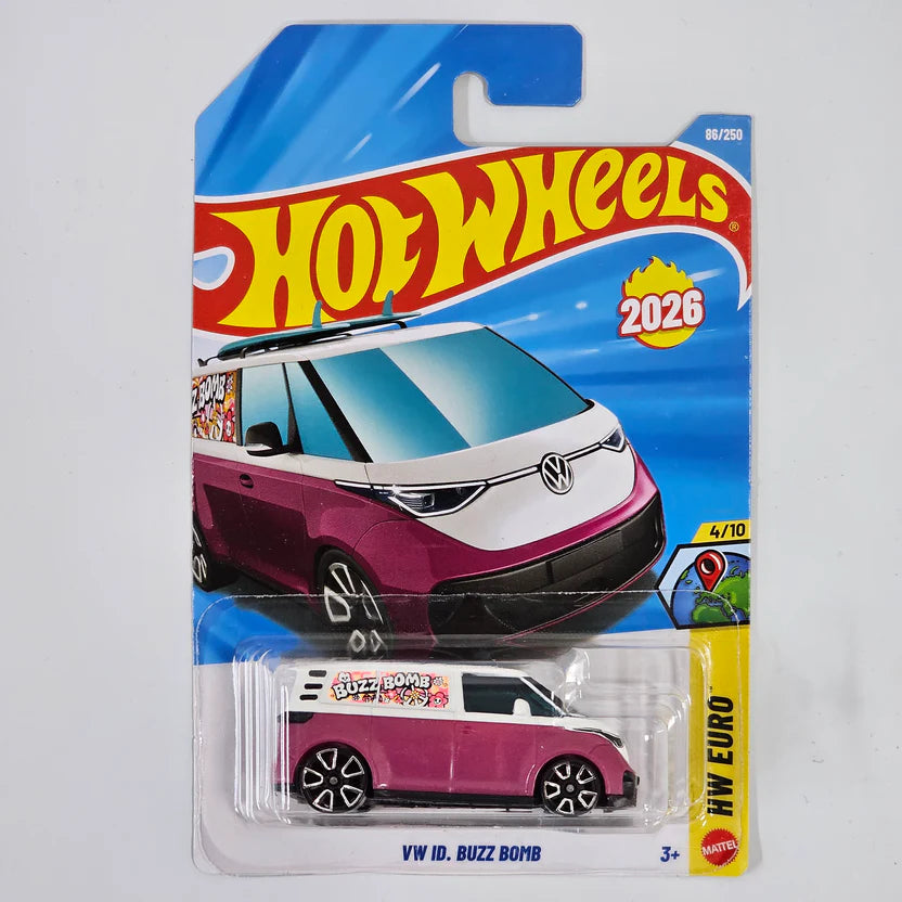 Cocoland Toyz Hot Wheels 2026 VW ID. Buzz Bomb collectible die-cast van featuring custom Buzz Bomb graphics and Volkswagen ID. Buzz styling