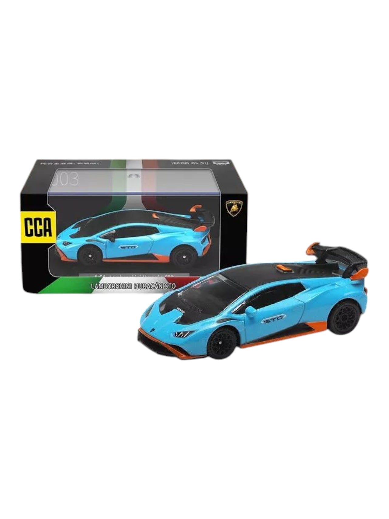Lamborghini Huracán STO Blue and Orange Supercar Collectible Cocoland Toys