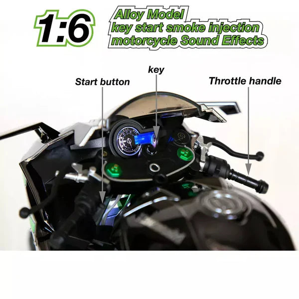 XLG 1/6 Scale Kawasaki Ninja H2R Diecast Motorcycle Model with Display Stand Premium Collector's Die Cast Bike