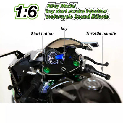 XLG 1/6 Scale Kawasaki Ninja H2R Diecast Motorcycle Model with Display Stand Premium Collector's Die Cast Bike