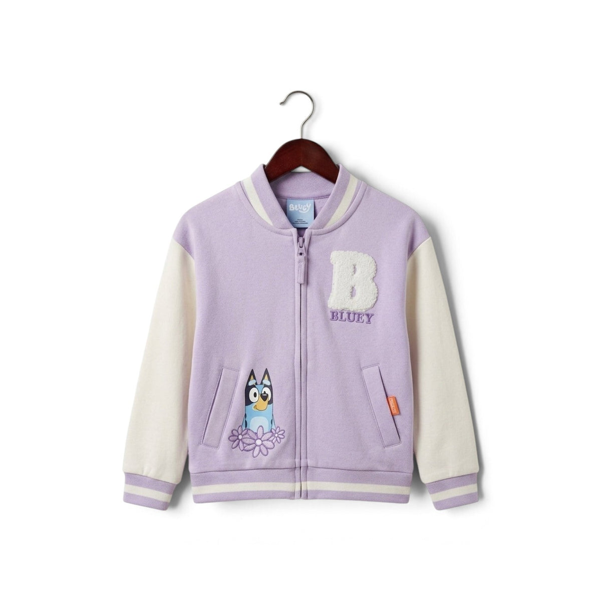 Bluey & Bingo "Best Friends Forever" Girls Lavender Varsity Jacket