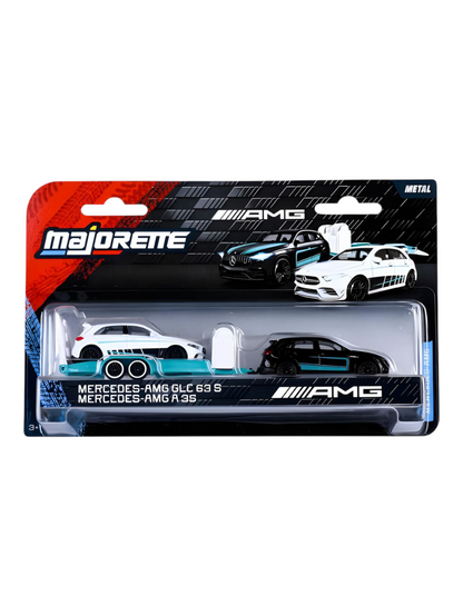 Majorette Mercedes Benz AMG GLC 63 S + A 35 1:64 Scale Die-Cast Trailer Set