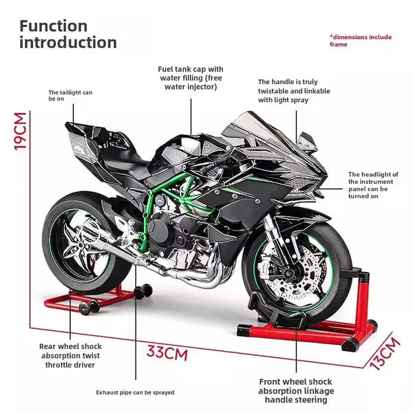 XLG 1:6 Scale Kawasaki Ninja H2R Diecast Motorcycle Model with Display Stand Premium Collector's Die Cast Bike