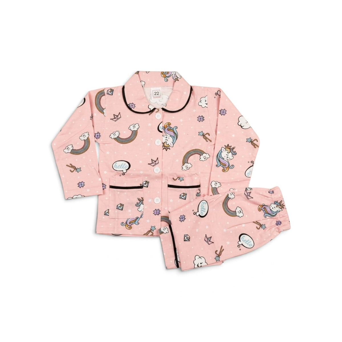 Kids Unicorn Print Cotton Pajama Night Suit Set