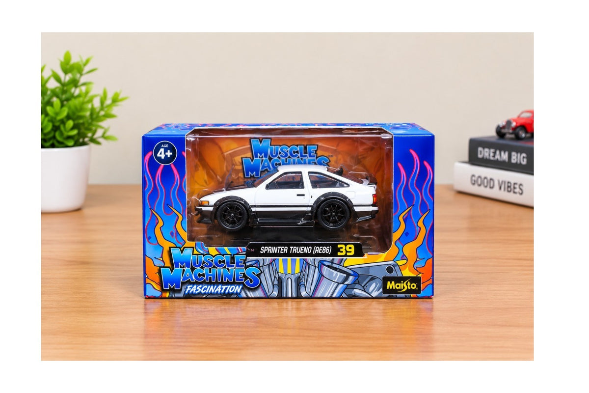 Maisto Muscle Machines 1/64 MM 1983 Toyota Sprinter Torreno (AE86) White/Black