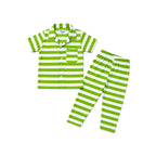 Premium Lime Green and White Striped Kids Pajama Set