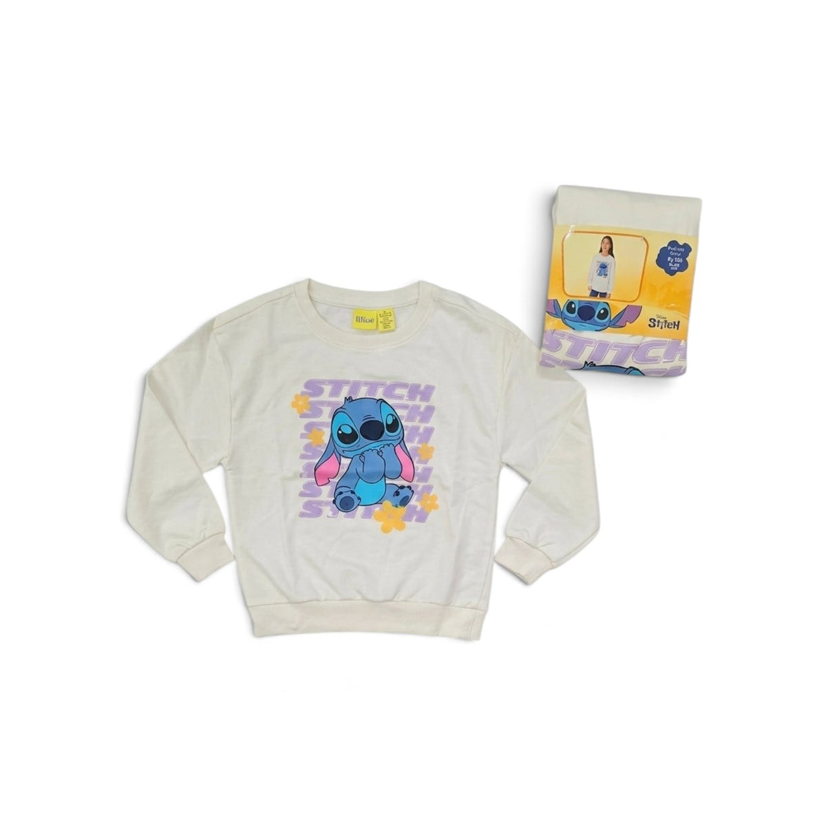 Disney Lilo & Stitch Kids' Cream Graphic Sweatshirt