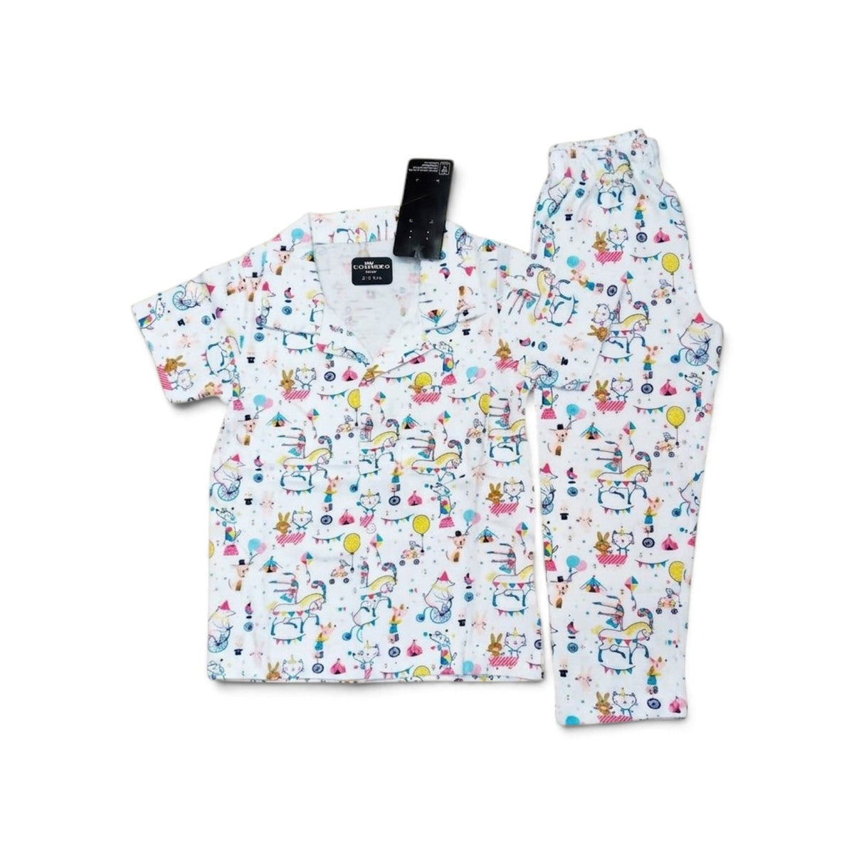 Adorable Circus Carnival Print Kids Pajama Set